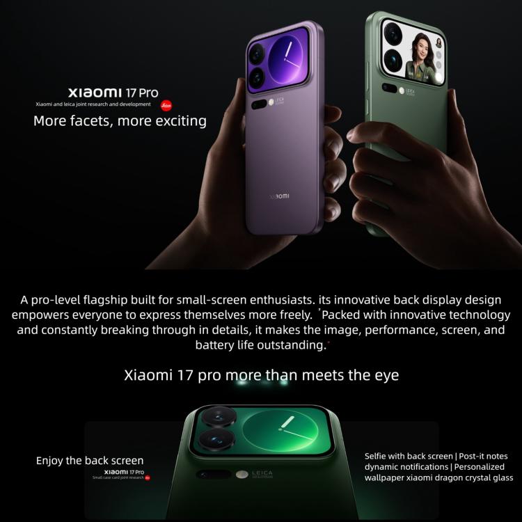 Xiaomi 17 Pro, 16GB+1TB, 3D Ultrasonic Fingerprint, 6.3 inch Xiaomi HyperOS 3 Snapdragon 8 Elite Gen 5 Octa Core, NFC, Network: 5G, 16GB+1TB