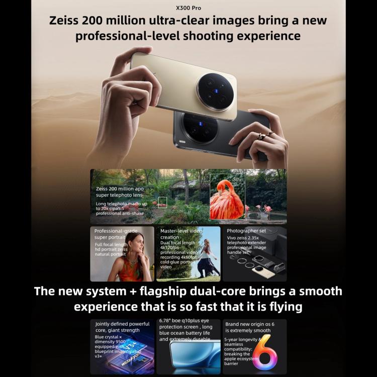 vivo X300 Pro, 16GB+1TB,  6.78 inch OriginOS 6 Android 16 Dimensity 9500 Octa Core, OTG, NFC, Network: 5G, 16GB+1TB