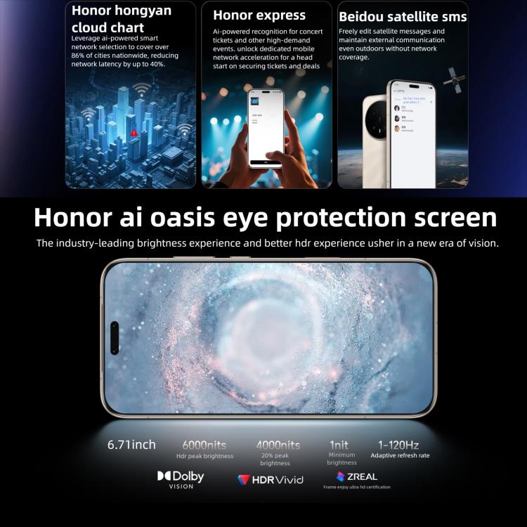 Honor Magic8 Pro, 12GB+256GB, Screen Fingerprint, 6.71 inch MagicOS 10.0 / Android 16 Snapdragon 8 Elite Gen 5 Octa Core, Network: 5G, NFC, OTG, 12GB+256GB