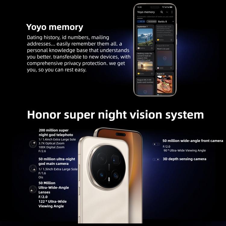 Honor Magic8 Pro, 12GB+256GB, Screen Fingerprint, 6.71 inch MagicOS 10.0 / Android 16 Snapdragon 8 Elite Gen 5 Octa Core, Network: 5G, NFC, OTG, 12GB+256GB