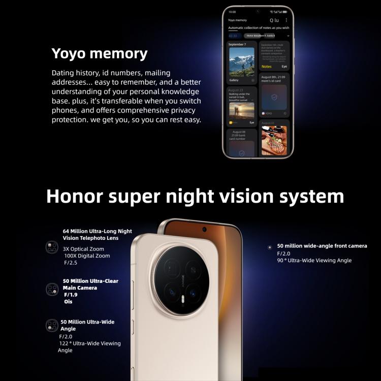 Honor Magic8 Pro, 16GB+1TB, Screen Fingerprint, 6.71 inch MagicOS 10.0 / Android 16 Snapdragon 8 Elite Gen 5 Octa Core, Network: 5G, NFC, OTG, 16GB+1TB
