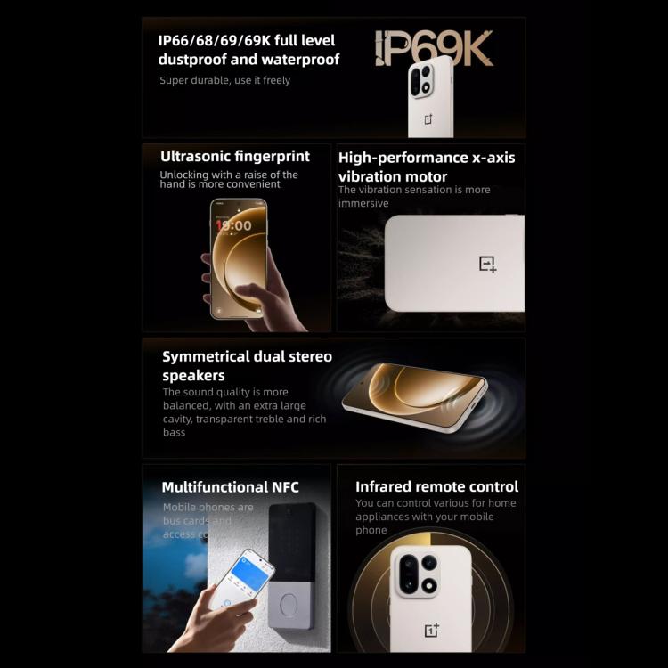 OnePlus 15, 16GB+512GB, Screen Fingerprint Identification, 6.78 inch ColorOS 16.0 Snapdragon 8 Elite Gen 5 Octa Core, NFC, Network: 5G, 16GB+512GB