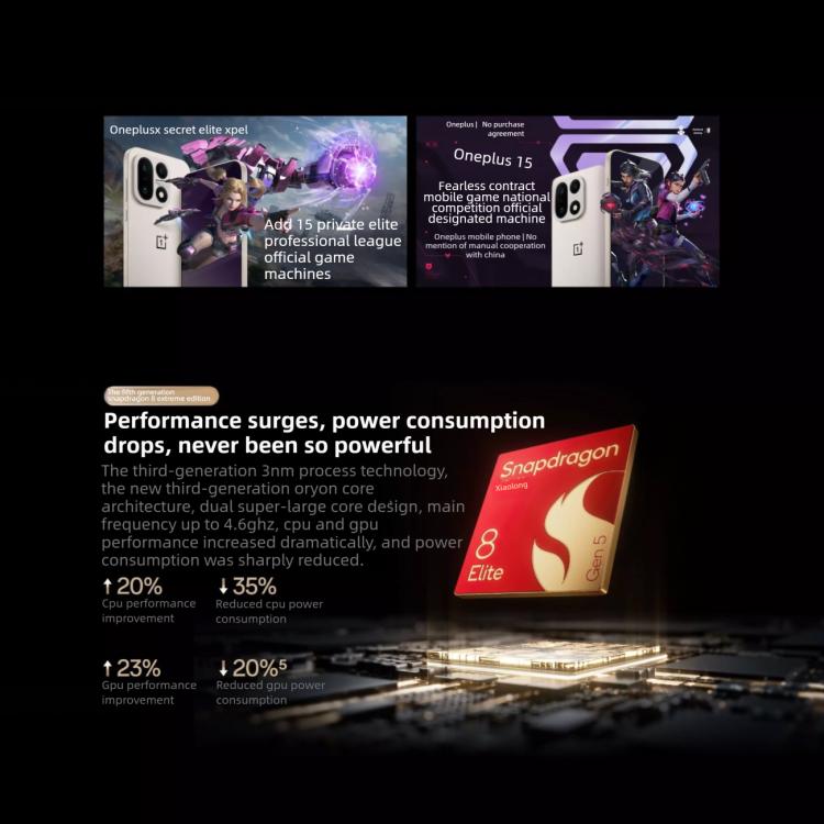 OnePlus 15, 16GB+512GB, Screen Fingerprint Identification, 6.78 inch ColorOS 16.0 Snapdragon 8 Elite Gen 5 Octa Core, NFC, Network: 5G, 16GB+512GB