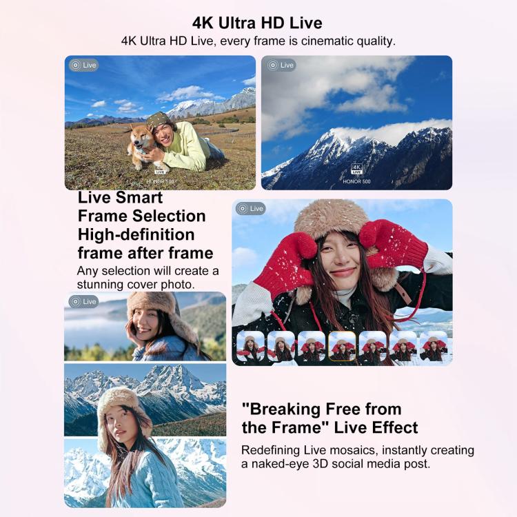 Honor 500, 12GB+512GB, Screen Fingerprint, 6.55 inch MagicOS 10.0 / Android 16 Snapdragon 8s Gen 4 Octa Core, Network: 5G, NFC, OTG, Honor 500, 12GB+512GB