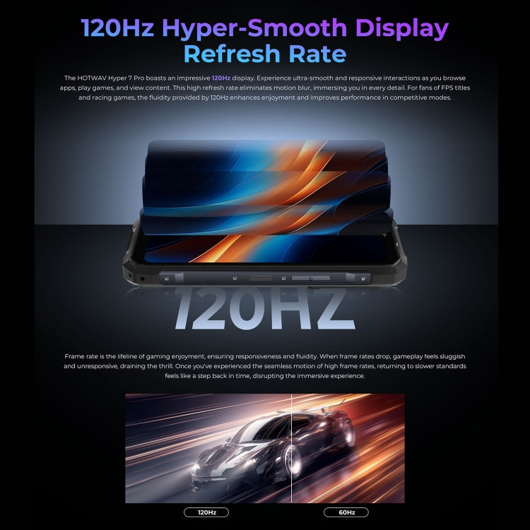 هاتف HOTWAV Hyper 7 Pro المتين، 16GB+256GB، بطارية 10800mAh، شاشة 6.6 بوصة أندرويد 14 معالج MediaTek Dimensity 7050 5G، شبكة: 5G، OTG، NFC