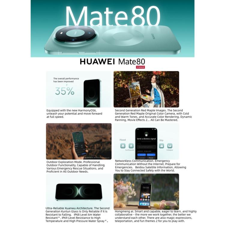 HUAWEI Mate 80, 12GB+256GB, Side Fingerprint Identification, 6.75 inch HarmonyOS 6.0 Kirin 9020, NFC, OTG, Not Support Google Play, 12GB+256GB