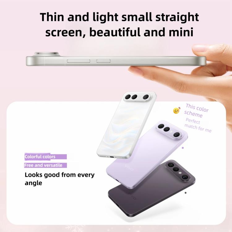 vivo S50 Pro mini، 12GB+512GB، بصمة ثلاثية الأبعاد، شاشة 6.31 بوصة أندرويد 16 OriginOS 6 معالج Snapdragon 8 Gen 5 ثماني النواة، OTG، NFC، شبكة: 5G، يدعم Google Play، 12GB+512GB