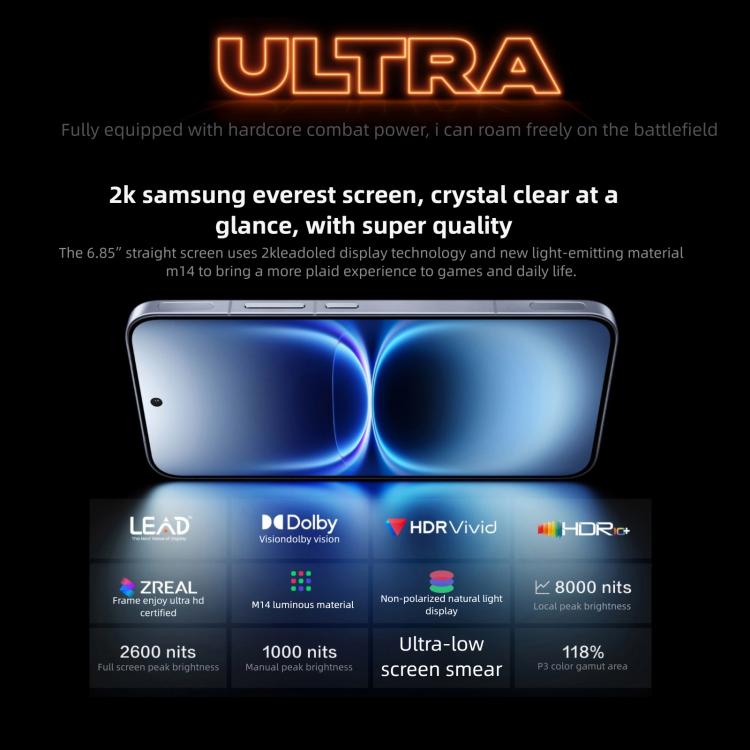 vivo iQOO 15 Ultra, 16GB+1TB, Ultrasonic 3D Fingerprint, 6.85 inch Android 16 OriginOS 6 Snapdragon 8 Elite Gen 5 Octa Core, OTG, NFC, Network: 5G, Support Google Play, 16GB+1TB