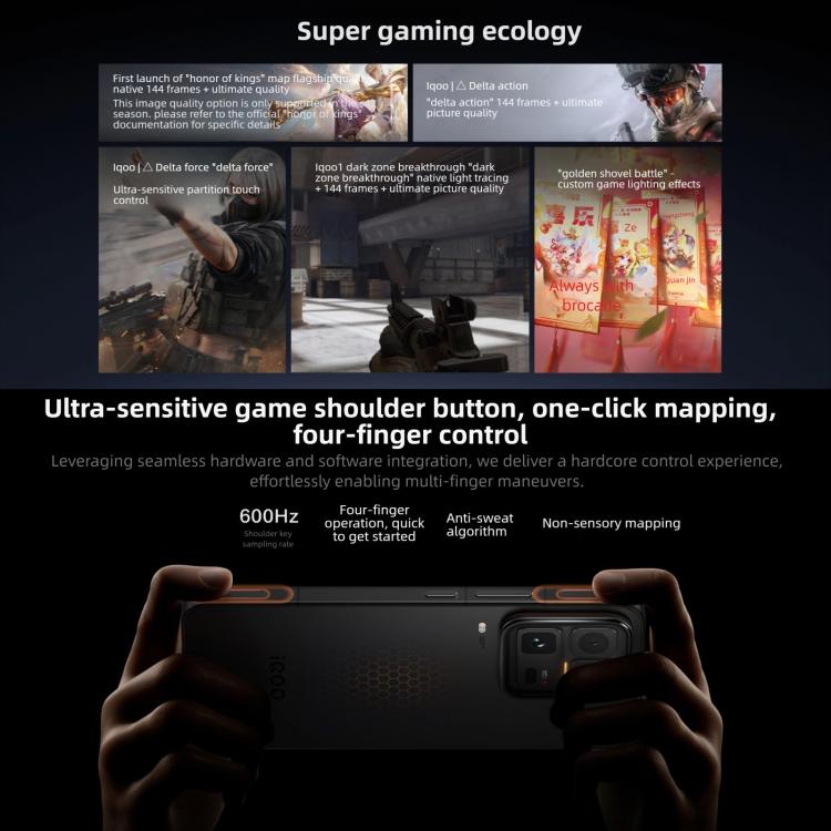 فيفو iQOO 15 Ultra، 16 جيجابايت + 512 جيجابايت، بصمة ثلاثية الأبعاد بالموجات فوق الصوتية، شاشة 6.85 بوصة، أندرويد 16، OriginOS 6، Snapdragon 8 Elite الجيل 5 ثماني النواة، OTG، NFC، شبكة: 5G، يدعم Google Play، 16 جيجابايت + 512 جيجابايت