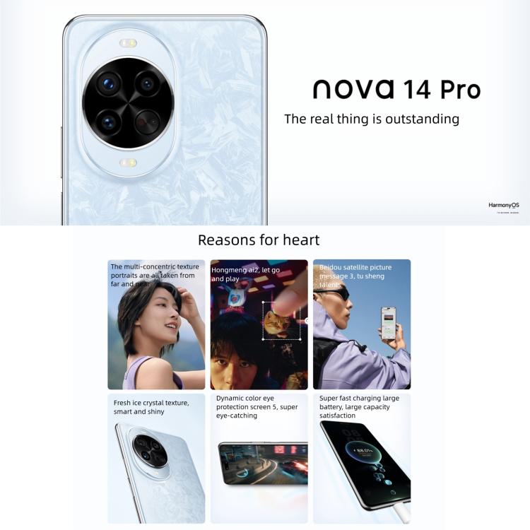Huawei nova 14 Pro, 12 GB + 512 GB, seitlicher Fingerabdrucksensor, 6,78 Zoll, HarmonyOS 5.0, NFC, OTG, unterstützt Google Play nicht, 12 GB + 512 GB, nova 14 Pro, 12 GB + 512 GB