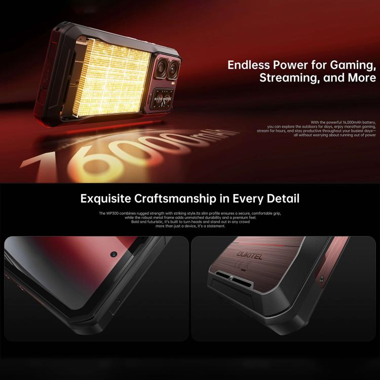 Oukitel WP300 Rugged Phone mit Smartwatch, 12 GB + 512 GB, 6,8 Zoll, Android 15, MediaTek Dimensity 7050 Octa-Core-Prozessor, NFC, OTG, 5G-Netzwerk