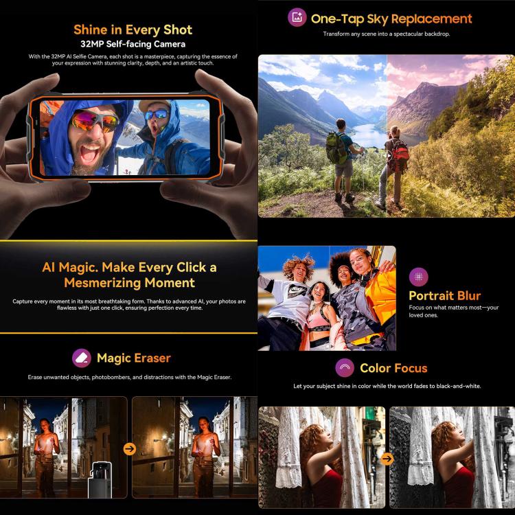 Blackview BL7000 Rugged Phone, 8 GB + 256 GB, 6,78 Zoll, Android 15, MediaTek Dimensity 6300 Octa-Core, Netzwerk: 5G, NFC, OTG