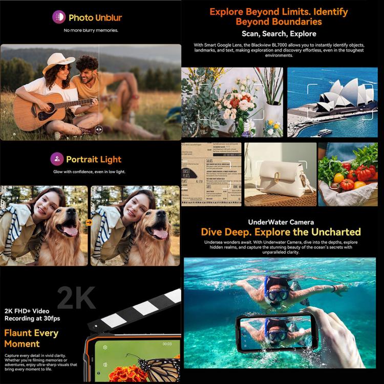 Blackview BL7000 Rugged Phone, 8 GB + 256 GB, 6,78 Zoll, Android 15, MediaTek Dimensity 6300 Octa-Core, Netzwerk: 5G, NFC, OTG