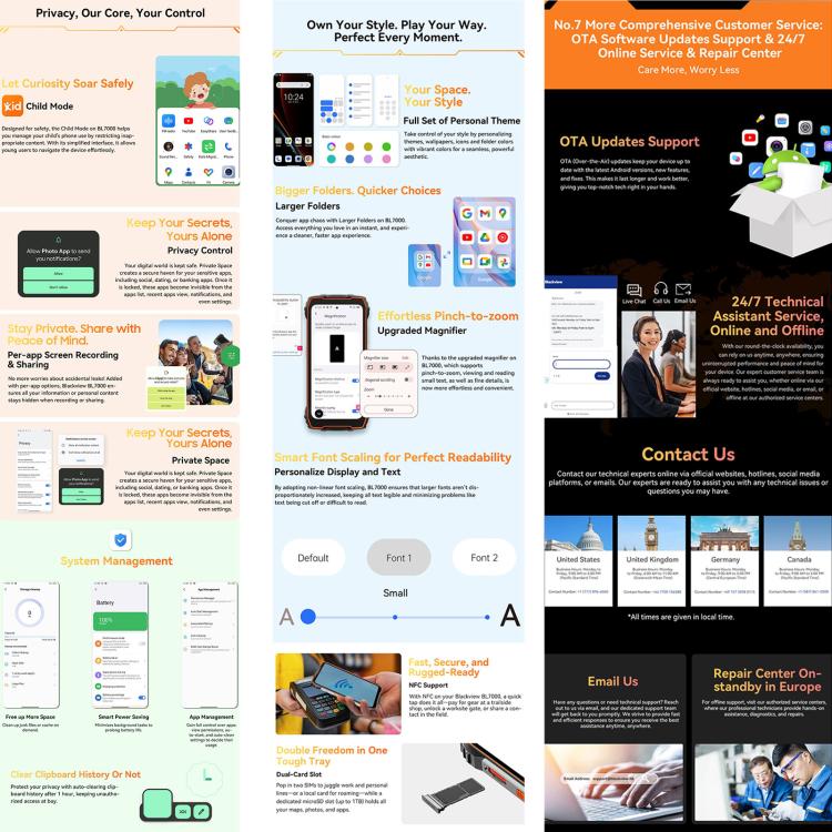 Blackview BL7000 Rugged Phone, 8 GB + 256 GB, 6,78 Zoll, Android 15, MediaTek Dimensity 6300 Octa-Core, Netzwerk: 5G, NFC, OTG