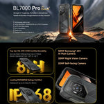 هاتف بلاكفيو BL7000 مقاوم، 8GB+256GB، شاشة 6.78 بوصة، أندرويد 15، معالج ميديا تيك Dimensity 6300 ثماني النواة، شبكة 5G، NFC، OTG، 8GB+256GB