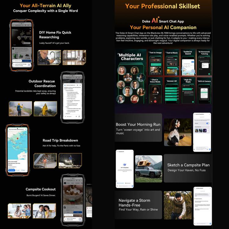 Blackview BL7000 Rugged Phone, 8 GB + 256 GB, 6,78 Zoll, Android 15, MediaTek Dimensity 6300 Octa-Core, Netzwerk: 5G, NFC, OTG