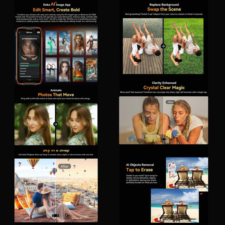 Blackview BL7000 Rugged Phone, 8 GB + 256 GB, 6,78 Zoll, Android 15, MediaTek Dimensity 6300 Octa-Core, Netzwerk: 5G, NFC, OTG