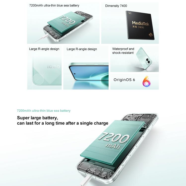 فيفو iQOO Z11x، 8GB+256GB، بصمة جانبية، شاشة 6.76 بوصة أندرويد 16 OriginOS 6 Dimensity 7400 ثماني النواة، OTG، NFC، شبكة: 5G، دعم جوجل بلاي، 8GB+256GB