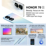 Triple Back Cameras, Screen Fingerprint Identification,  6.67 inch Magic UI 6.1 Qualcomm Snapdragon 778G Plus Octa Core up to 2.5GHz, Network: 5G, OTG, NFC, Not Support Google Play, Honor 70 5G 12GB+512GB