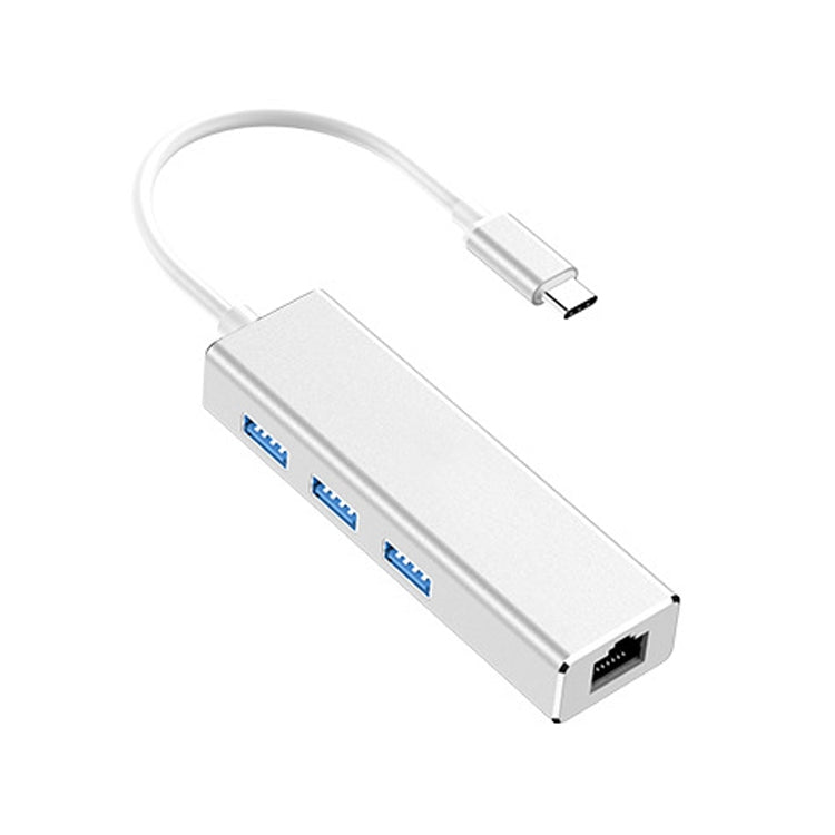محول USB-C / Type-C إلى إيثرنت جيجابت RJ45 و3 منافذ USB 3.0، هاب محول لأجهزة الكمبيوتر والأجهزة اللوحية والهواتف، إيثرنت جيجابت