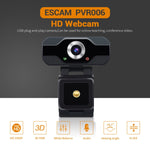 كاميرا ويب ESCAM PVR006 بدقة 1080p HD مع ميكروفون وUSB 2.0 للكمبيوتر، PVR006
