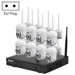 ESCAM WNK718 HD 3.0 Million Pixels 8-channel Wireless + 8IPC Wireless NVR Security System, UK Plug, WNK718