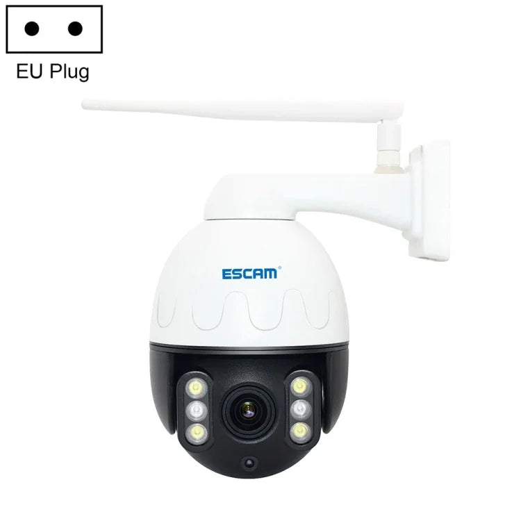 كاميرا IP مقاومة للماء ESCAM Q5068 بدقة 5 ميجابكسل H.265 مع تحريك وإمالة وزوم 4X، دعم ONVIF، مكالمة ثنائية الاتجاه ورؤية ليلية، قابس أسترالي، قابس بريطاني، قابس أمريكي، قابس أوروبي، قابس أسترالي