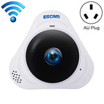 كاميرا IP واي فاي ESCAM Q8 بدقة 960P وعدسة عين السمكة بزاوية 360 درجة 1.3 ميجابكسل، تدعم كشف الحركة والرؤية الليلية، مسافة الأشعة تحت الحمراء: 5-10 أمتار، قابس أسترالي، Q8 قابس أمريكي، Q8 قابس أسترالي، Q8 قابس أوروبي، Q8 قابس بريطاني
