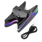 قاعدة شحن USB مزدوجة بشكل UFO خاص / حامل شحن جهاز التحكم لأجهزة PS4 بلايستيشن 4 مع أضواء LED متعددة الألوان، لـ PS