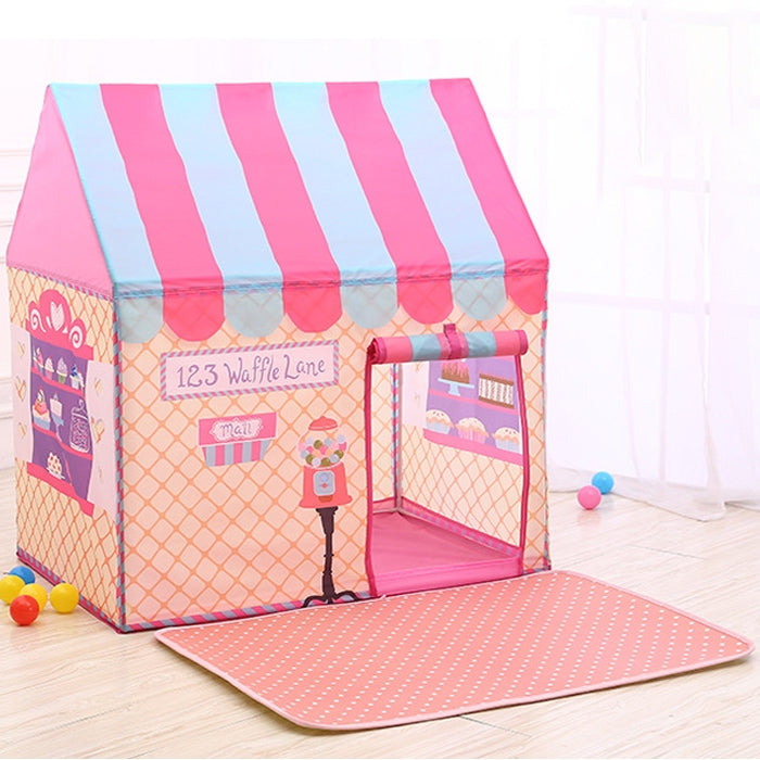 Household Children Printing Play Tent Small Game House with Mat, with Mat (Black White), with Mat (Pink), with Mat (Green), with Mat (Light Pink)