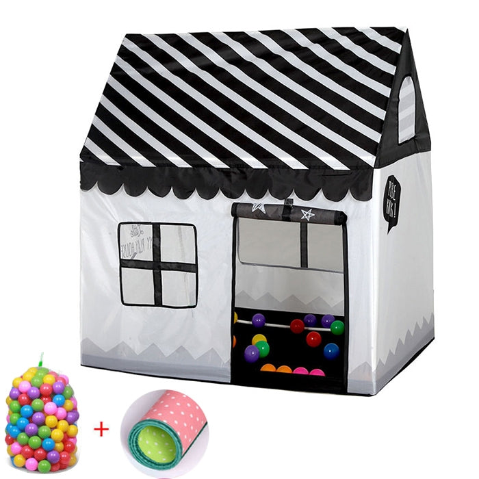 Household Children Printing Play Tent Small Game House with 50 Ocean Balls & Mat, with 50 Ocean Balls & Mat (Black White), with 50 Ocean Balls & Mat (Pink), with 50 Ocean Balls & Mat (Green), with 50 Ocean Balls & Mat (Light Pink)