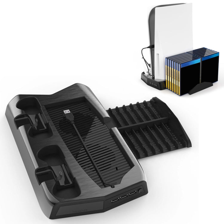 KJH P5-010-2 Multi-function Charging Cooling Fan Base with Storage Tray Bracket For PS5 De / UHD, KJH P5-010-2