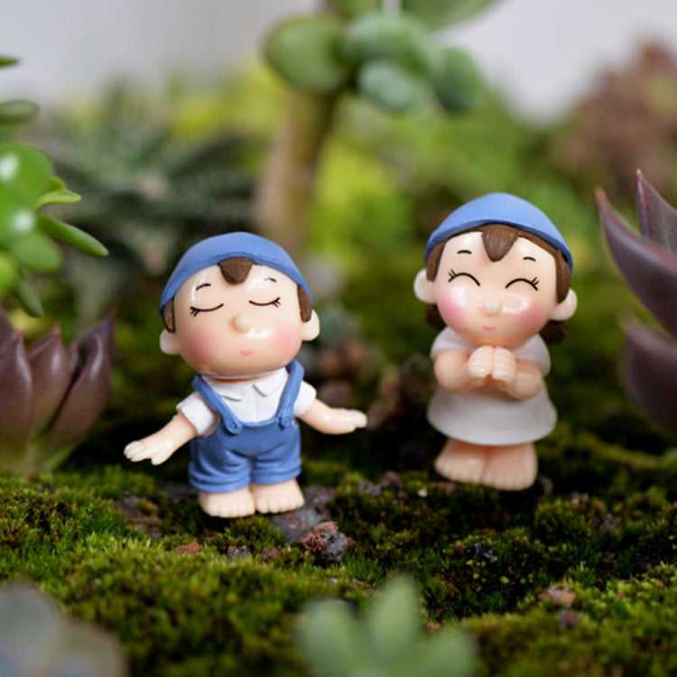 Lovers Smile Garden Dollhouse Decoration Moss Micro Landscape PVC Ornaments, Lovers Smile Blue