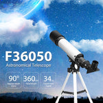 F36050 Portable Professional High Definition High Times Espace Astronomical Telescope Spotting Scope with Aluminum Alloy Tripod(Silver), F36050