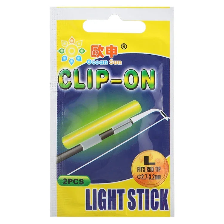 5 Packs OCEAN SUN Clip-On Luminous Float Night Fishing Light Stick, L, Fits Rod Tip 2.7-3.2mm, Clip-On, L