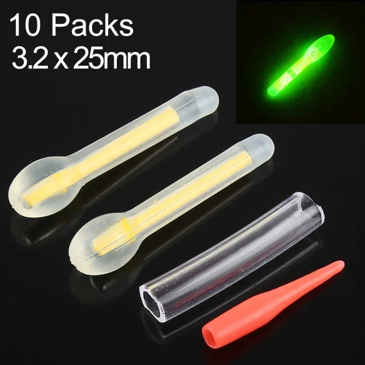 10 Packs OCEAN SUN Bulb Shape Luminous Float Night Fishing Light Stick, Visibility: 25m, Size: 3.0 x 25mm, Bulb Shape, Visibility: 25m