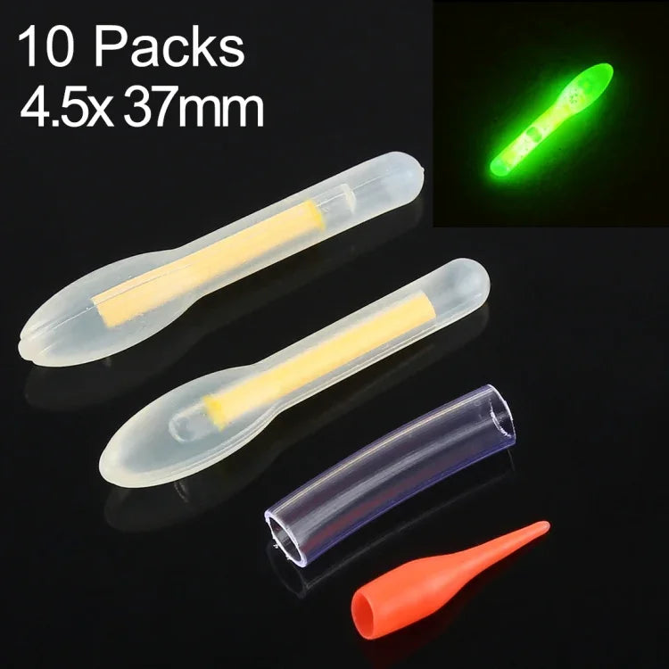 10 Packs OCEAN SUN Bulb Shape Luminous Float Night Fishing Light Stick, Visibility: 50m, Size: 4.5 x 37mm, Bulb Shape, Visibility: 50m