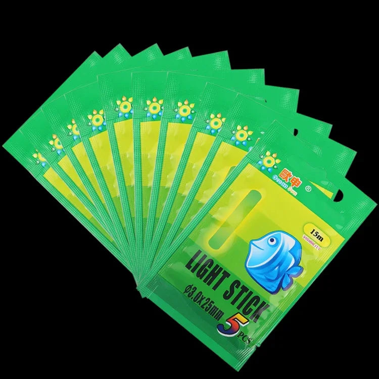 10 Packs OCEAN SUN Luminous Float Night Fishing Light Stick, Visibility: 15m, Size: 3.0 x 25mm, Visibility: 15m(5pcs)