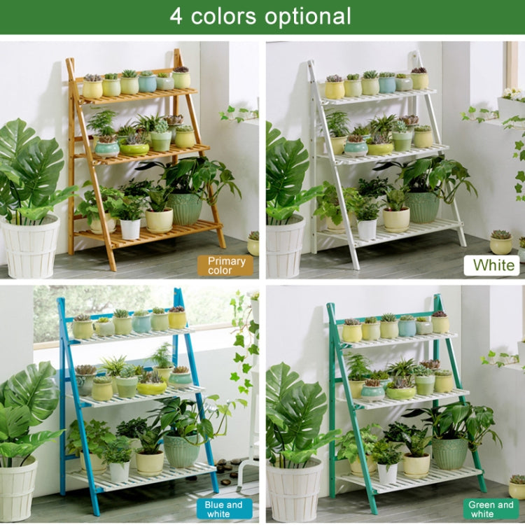 Bamboo 3-Tier Hanging Plant Stand Planter Shelves Flower Pot Storage Rack Folding Display Shelving Plants Shelf, Width: 100cm, 3-Tie Width: 100cm(White), 3-Tie Width: 100cm(Apricot)