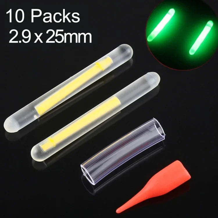 10 Packs OCEAN SUN Luminous Float Night Fishing Light Stick, Visibility: 15m, Size: 2.9 x 25mm, Visibility: 15m
