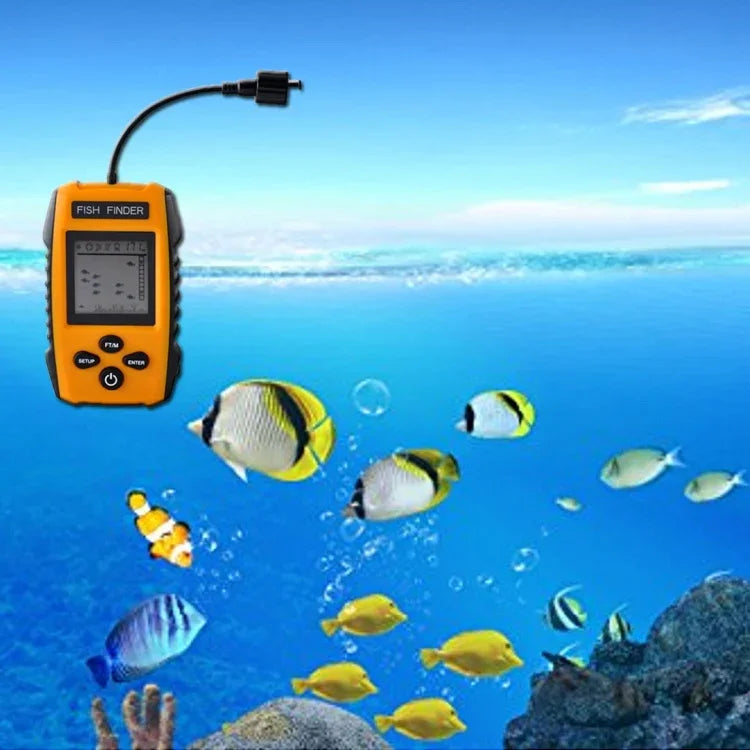 كاشف أسماك محمول سلكي مع حساس السونار وجهاز عرض LCD، كاشف أسماك