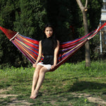 Outdoor Rollover-resistant Single Person Canvas Hammock Portable Beach Swing Bed with Wooden Sticks, Size: 185 x 80cm, Size: 185 x 80cm(Red), Size: 185 x 80cm
