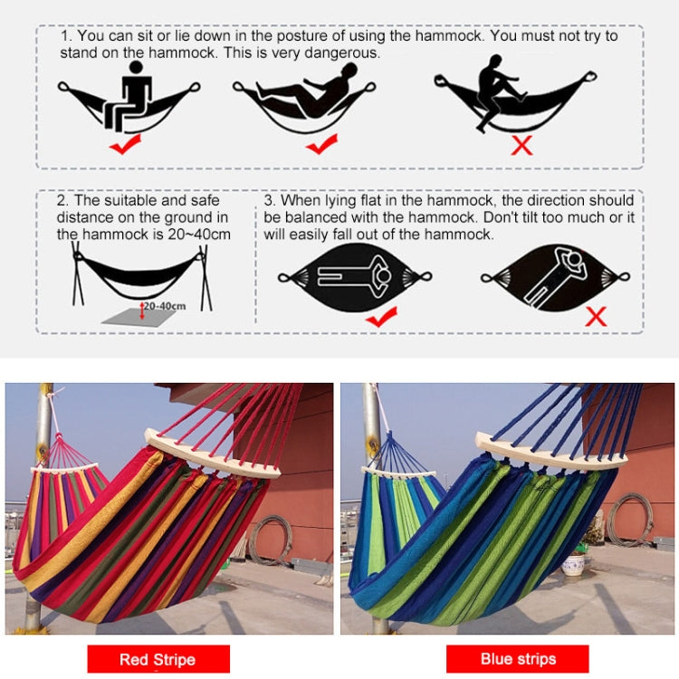 Outdoor Rollover-resistant Single Person Canvas Hammock Portable Beach Swing Bed with Wooden Sticks, Size: 185 x 80cm, Size: 185 x 80cm(Red), Size: 185 x 80cm