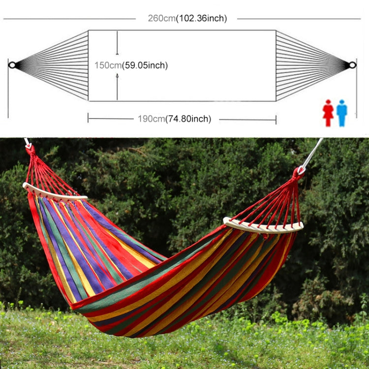 Outdoor Rollover-resistant Double Person Canvas Hammock Portable Beach Swing Bed with Wooden Sticks, Size: 190 x 150cm, Size:190 x 150cm(Red), Size: 190 x 150cm(Blue)