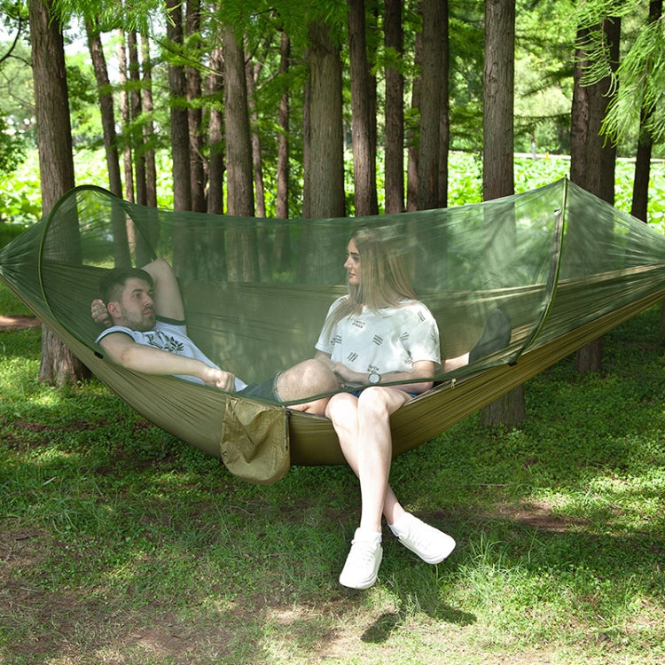 Portable Outdoor Camping Full-automatic Nylon Parachute Hammock with Mosquito Nets, Size : 290 x 140cm, 290x140cm Army Green, 290x140cm Black, 290x140cm Dark Blue, 290x140cm Dark Green, 290x140cm Pink Blue, 290x140cm Green, 290x140cm Blue              ...