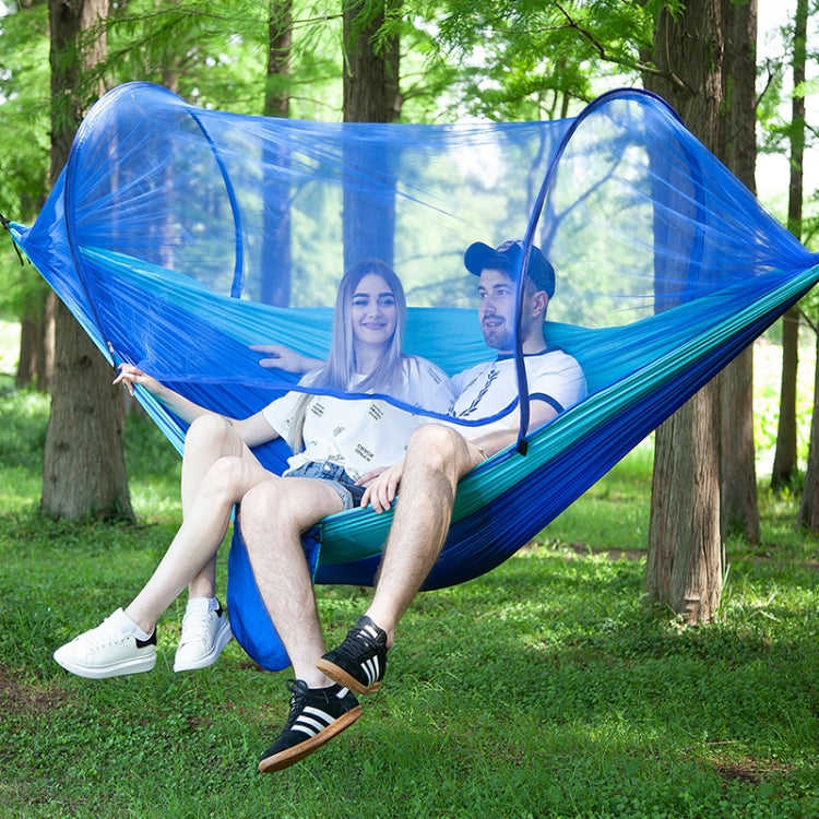 Portable Outdoor Camping Full-automatic Nylon Parachute Hammock with Mosquito Nets, Size : 290 x 140cm, 290x140cm Army Green, 290x140cm Black, 290x140cm Dark Blue, 290x140cm Dark Green, 290x140cm Pink Blue, 290x140cm Green, 290x140cm Blue              ...