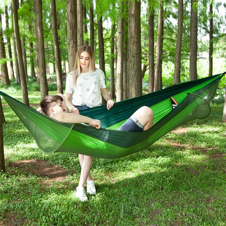 Portable Outdoor Camping Full-automatic Nylon Parachute Hammock with Mosquito Nets, Size : 290 x 140cm, 290x140cm Army Green, 290x140cm Black, 290x140cm Dark Blue, 290x140cm Dark Green, 290x140cm Pink Blue, 290x140cm Green, 290x140cm Blue              ...