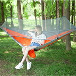 Portable Outdoor Camping Full-automatic Nylon Parachute Hammock with Mosquito Nets, Size : 290 x 140cm, 290x140cm Army Green, 290x140cm Black, 290x140cm Dark Blue, 290x140cm Dark Green, 290x140cm Pink Blue, 290x140cm Green, 290x140cm Blue              ...