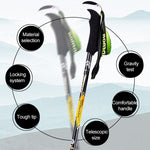KODENOR Outdoor Mountaineering Portable Foldable Carbon Fibre Straight Handle Alpenstocks Trekking Poles, Length : 63-135CM, Length : 63-135CM (Black+green), Length : 63-135CM (Black Blue), Length : 63-135CM (Black Yellow)