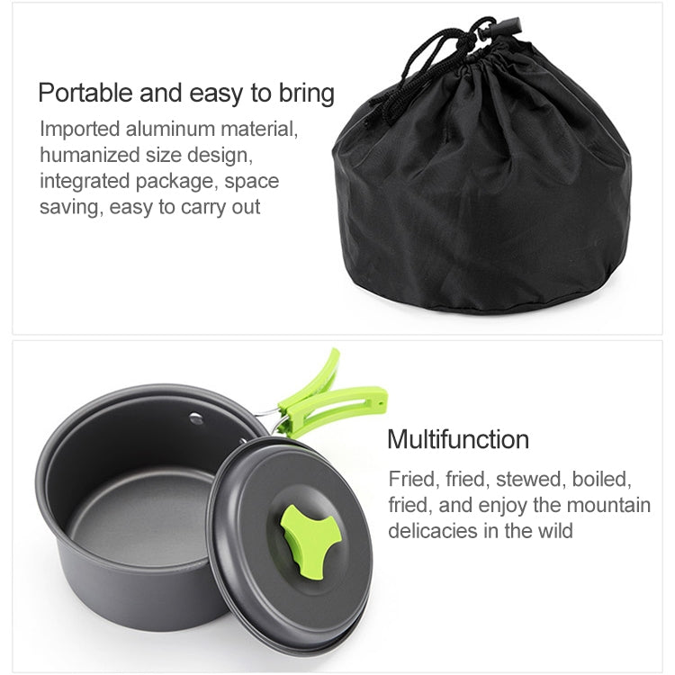 Aotu AT6385 Outdoor Camping Tableware Pots Cookwear Set for 1-2 Person, Aotu AT6385